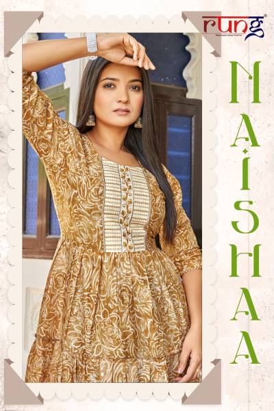 Naishaa By Rung Fancy Summer Wear Flared Short Kurti Collection